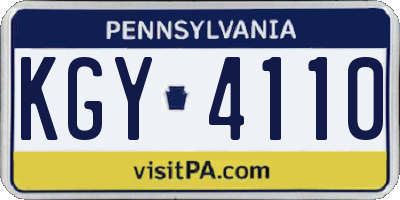 PA license plate KGY4110