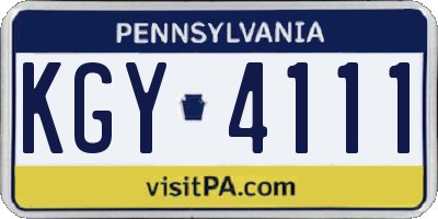 PA license plate KGY4111