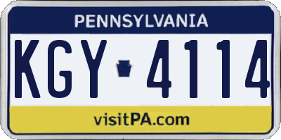 PA license plate KGY4114