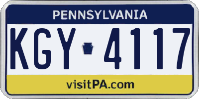 PA license plate KGY4117