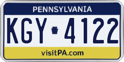 PA license plate KGY4122