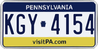 PA license plate KGY4154