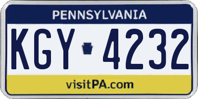PA license plate KGY4232