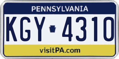 PA license plate KGY4310