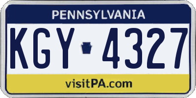 PA license plate KGY4327