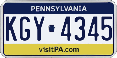 PA license plate KGY4345