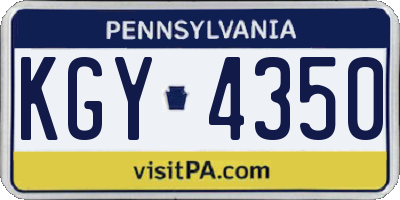 PA license plate KGY4350