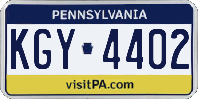 PA license plate KGY4402