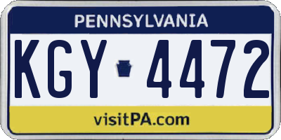 PA license plate KGY4472