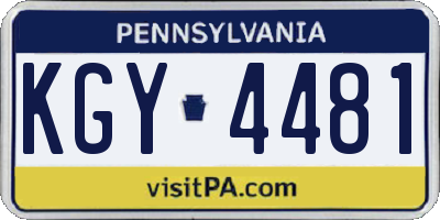 PA license plate KGY4481