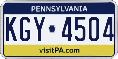 PA license plate KGY4504