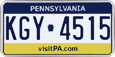 PA license plate KGY4515
