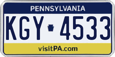 PA license plate KGY4533