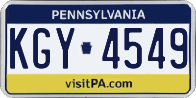 PA license plate KGY4549
