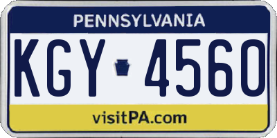 PA license plate KGY4560