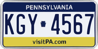 PA license plate KGY4567