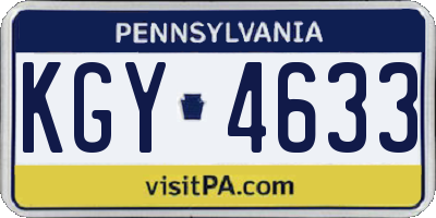 PA license plate KGY4633