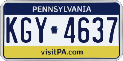 PA license plate KGY4637