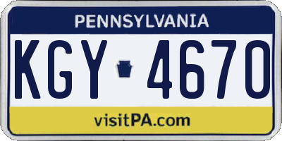 PA license plate KGY4670