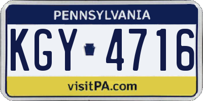 PA license plate KGY4716