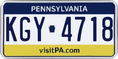 PA license plate KGY4718