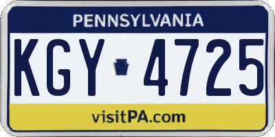 PA license plate KGY4725