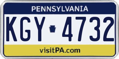 PA license plate KGY4732