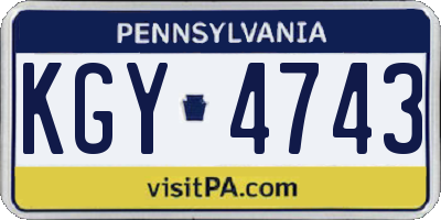 PA license plate KGY4743
