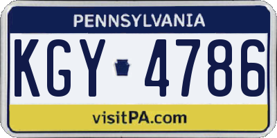 PA license plate KGY4786