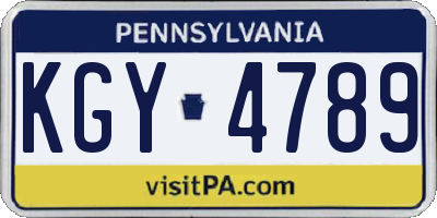 PA license plate KGY4789