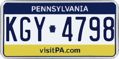 PA license plate KGY4798