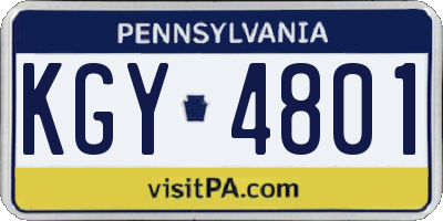 PA license plate KGY4801