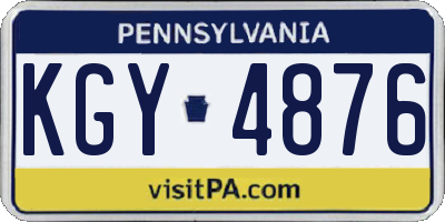 PA license plate KGY4876