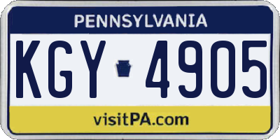 PA license plate KGY4905