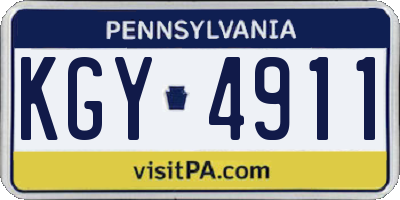PA license plate KGY4911