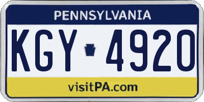 PA license plate KGY4920