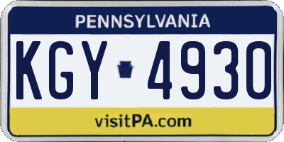 PA license plate KGY4930