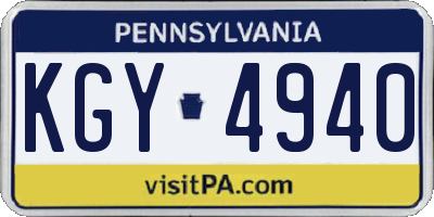 PA license plate KGY4940