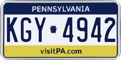 PA license plate KGY4942