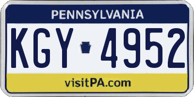 PA license plate KGY4952