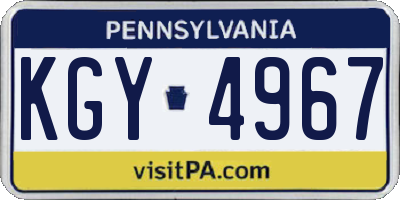 PA license plate KGY4967