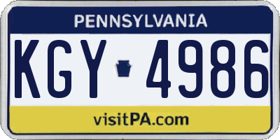PA license plate KGY4986