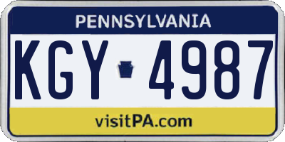 PA license plate KGY4987