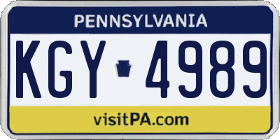 PA license plate KGY4989