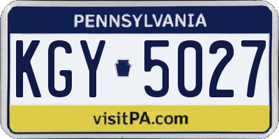 PA license plate KGY5027