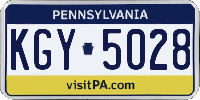 PA license plate KGY5028