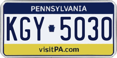 PA license plate KGY5030