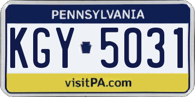 PA license plate KGY5031