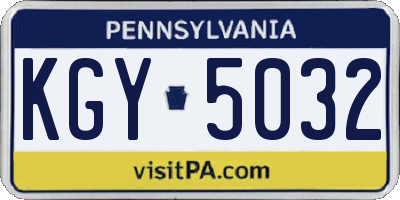 PA license plate KGY5032