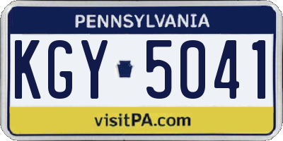 PA license plate KGY5041
